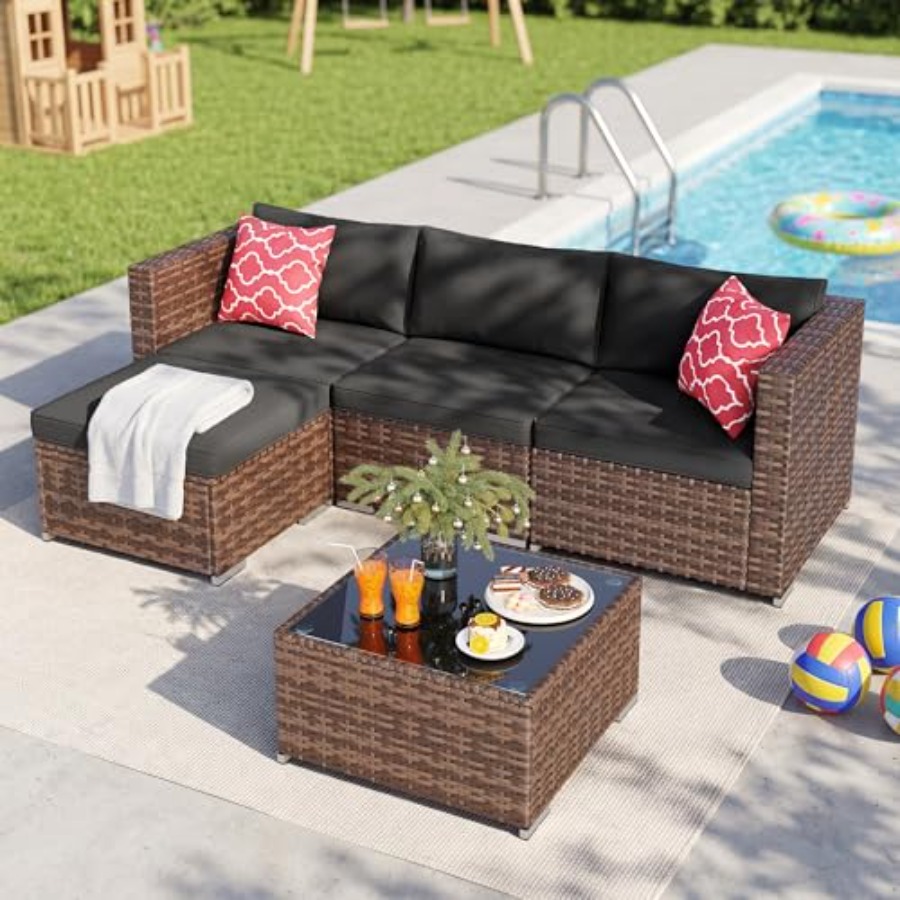 Outdoor Furniture Rattan - Conjunto de Móveis para Pátio de