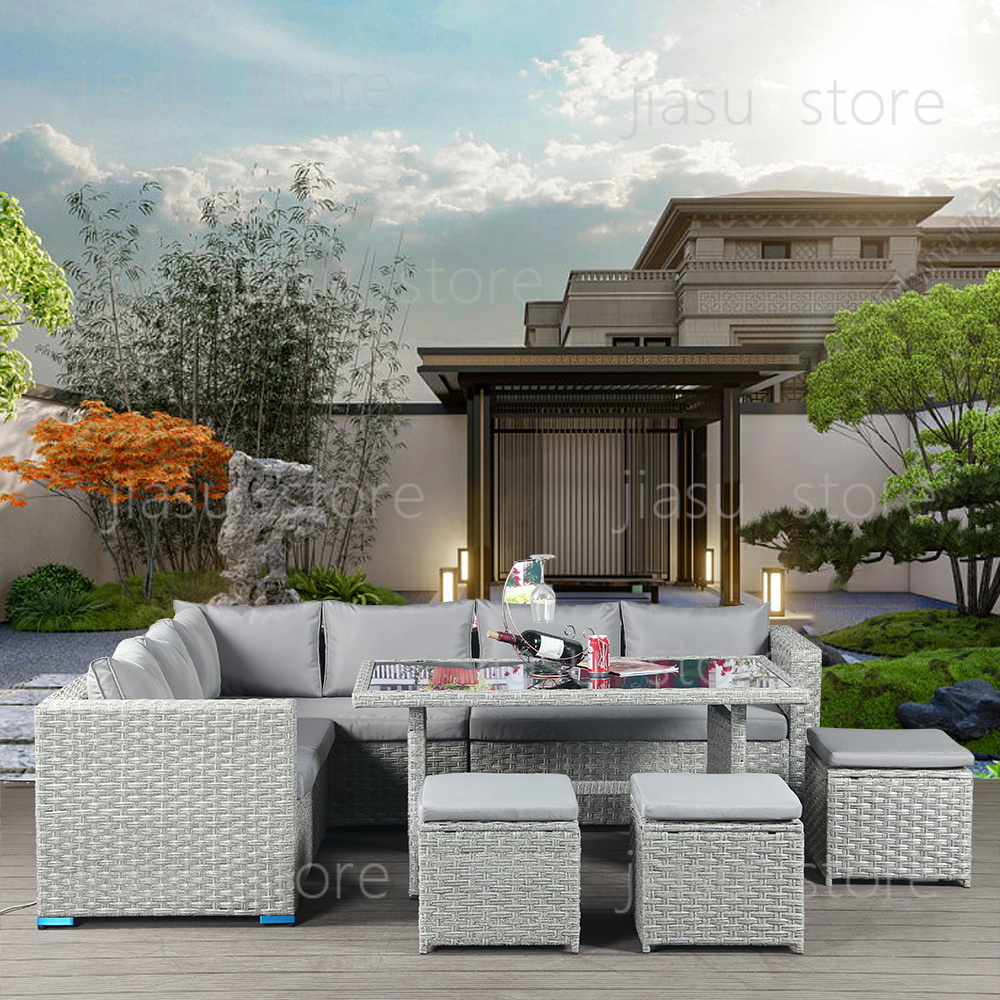 Outdoor Furniture Rattan - Conjunto de Móveis para Pátio, Sofá