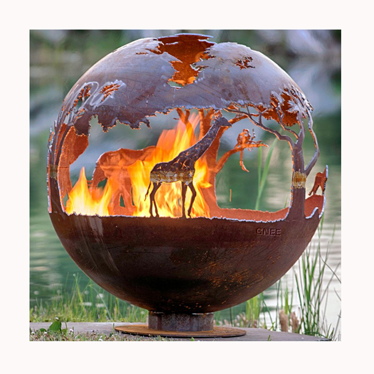 Fire Pit Bowl - Lareira Esférica de Aço para Paisagismo