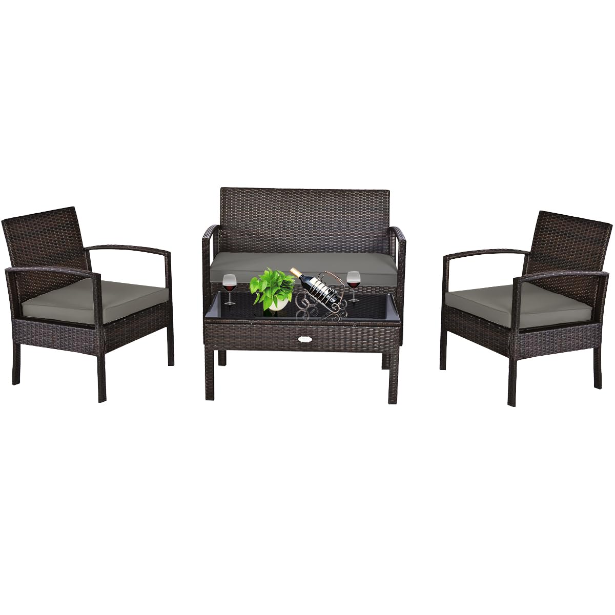 Outdoor Furniture Rattan - Conjunto de Móveis de Vime para