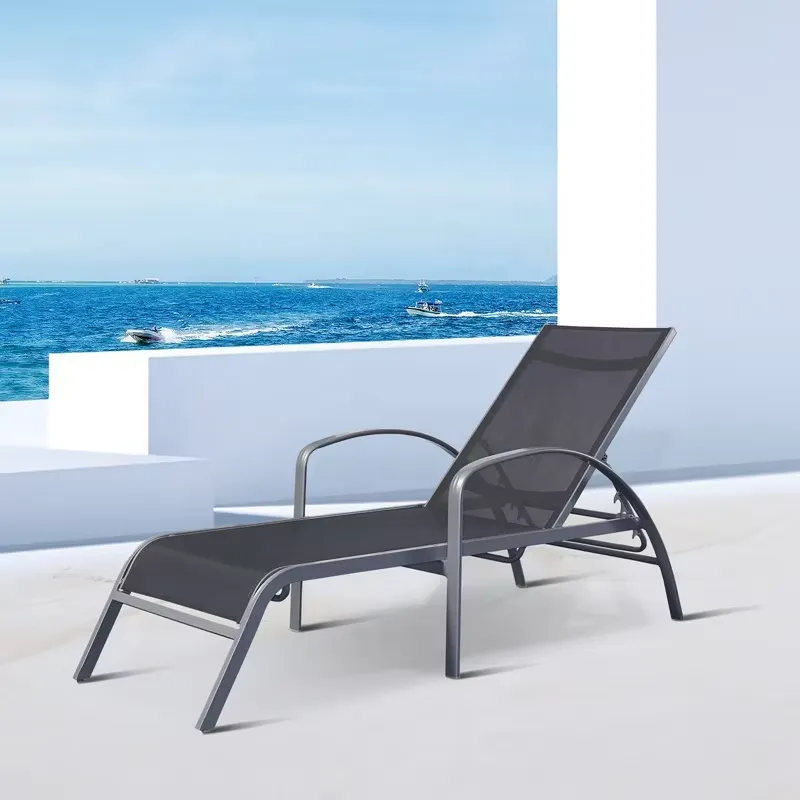 Outdoor Furniture For Pool - Espreguiçadeiras Modernas Pretas Impermeáveis para Pátio