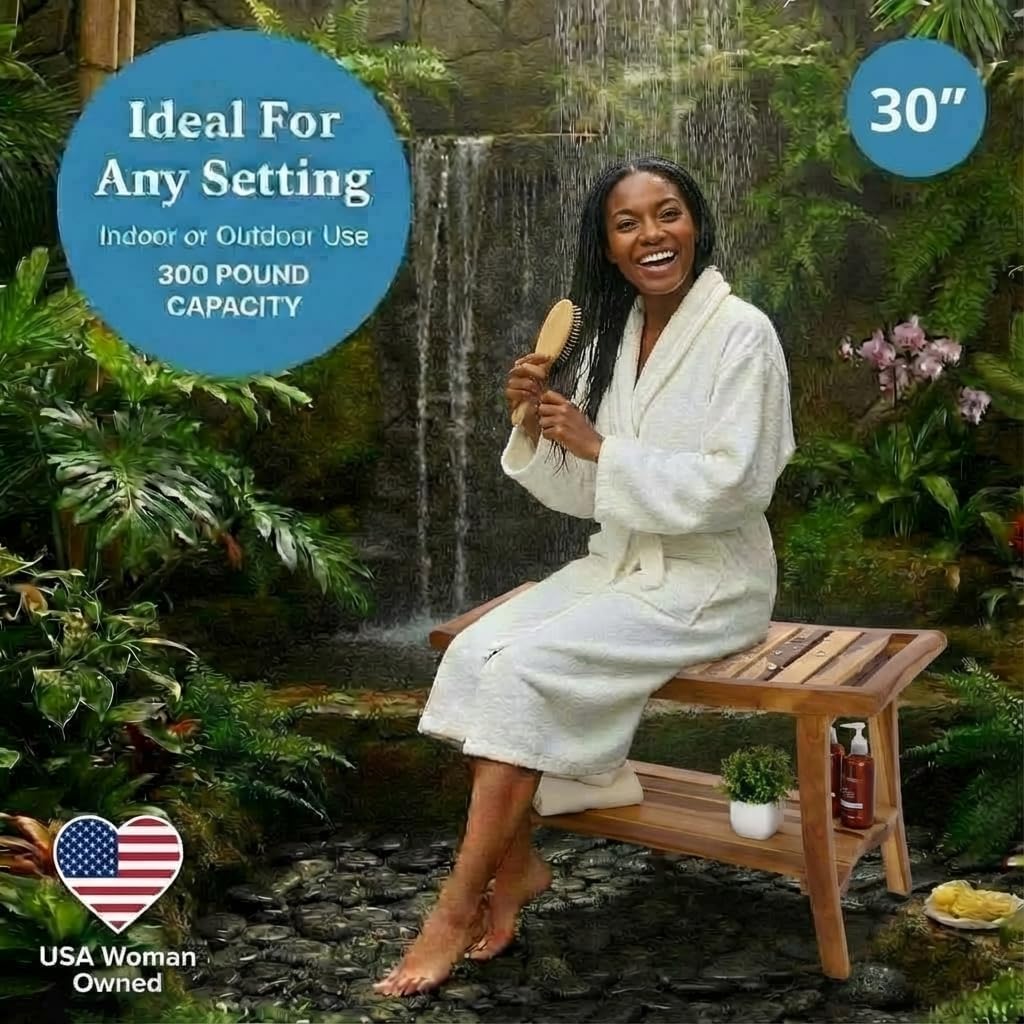 Banco de Chuveiro em Teca com  - Outdoor Furniture For Pool avaliação e preço