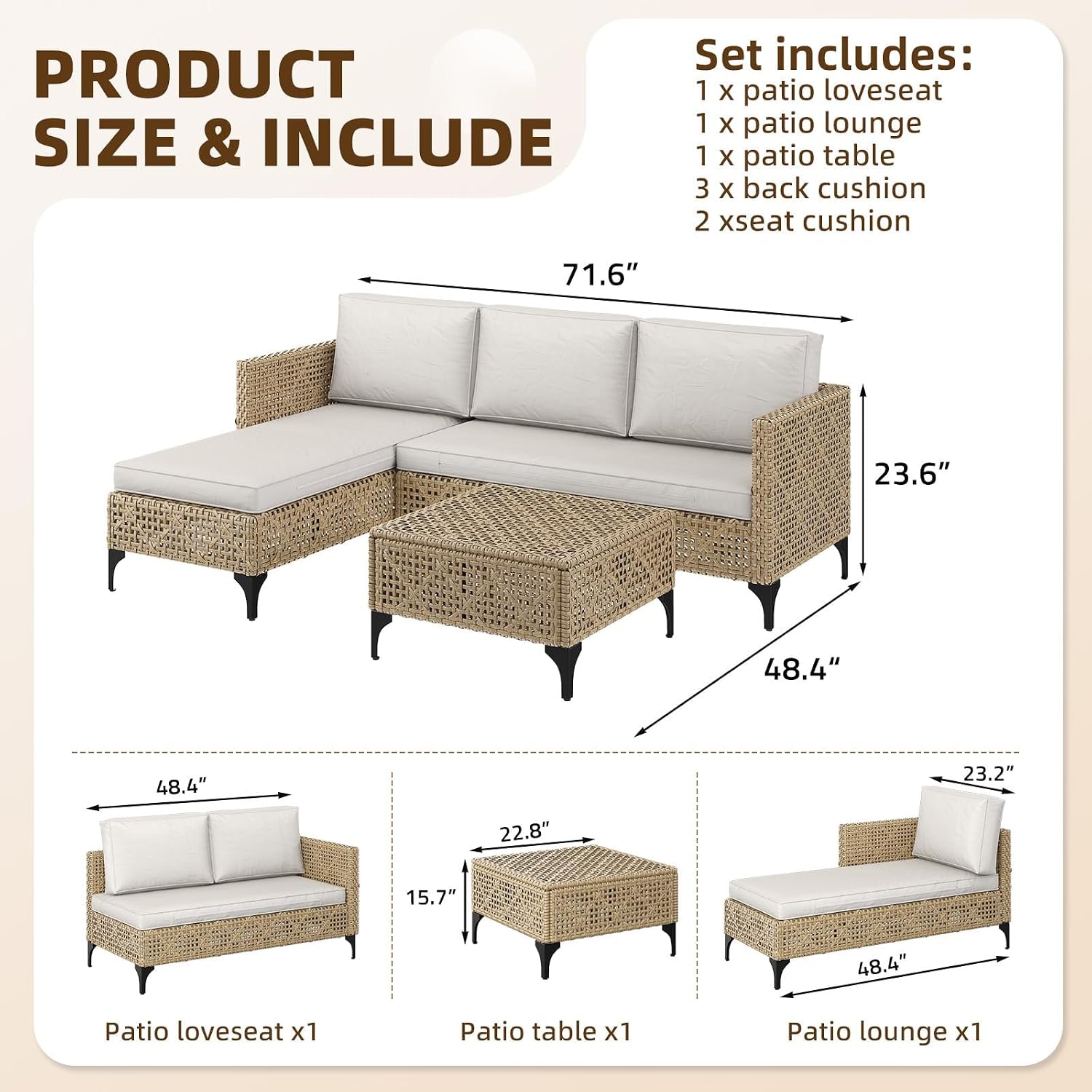 Conjunto de Sofá de Vime para  - Outdoor Furniture Rattan avaliação e preço