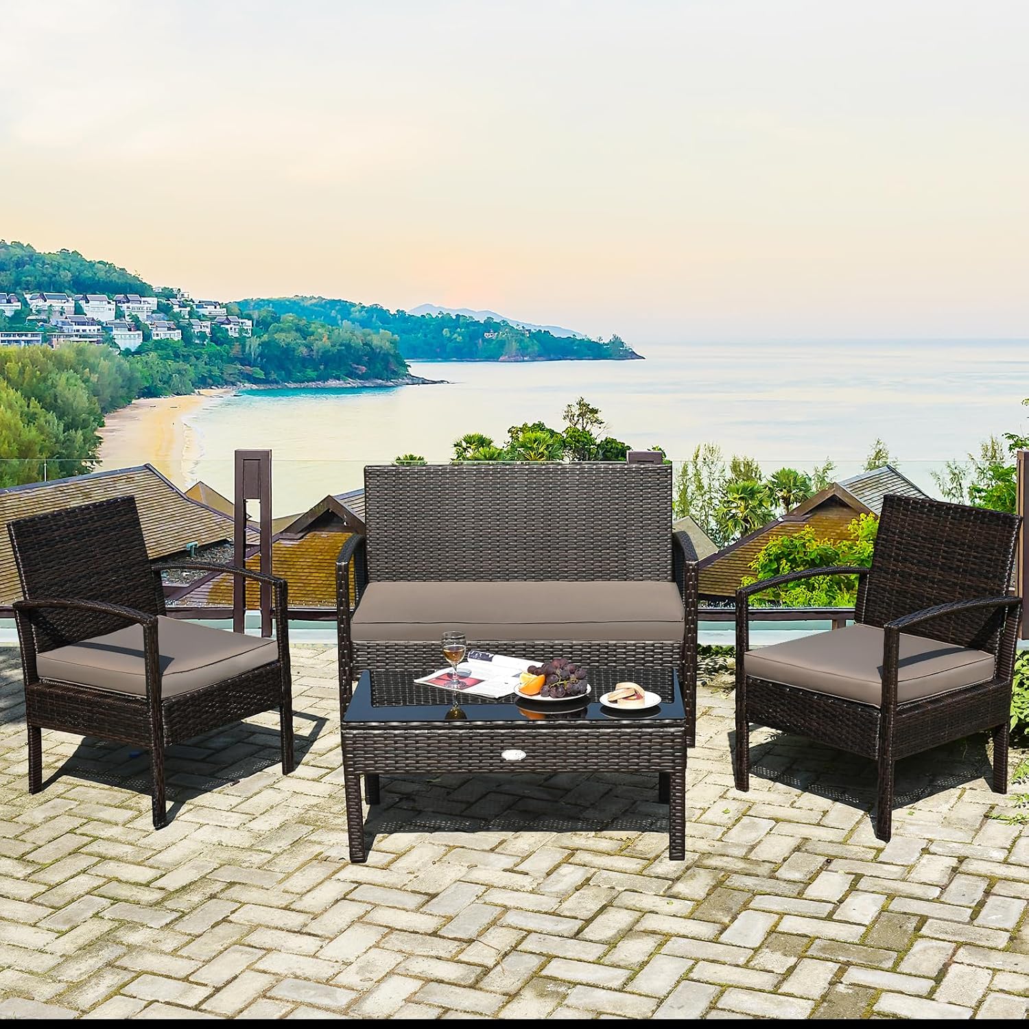 Conjunto de Móveis de Vime par - Outdoor Furniture Rattan avaliação e preço